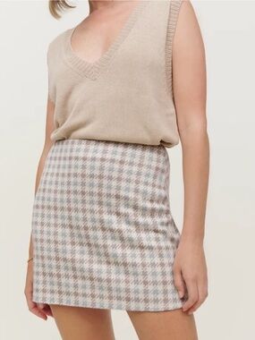 Reformation Suzie Mini Skirt Houndstooth Schoolgirl Size 10